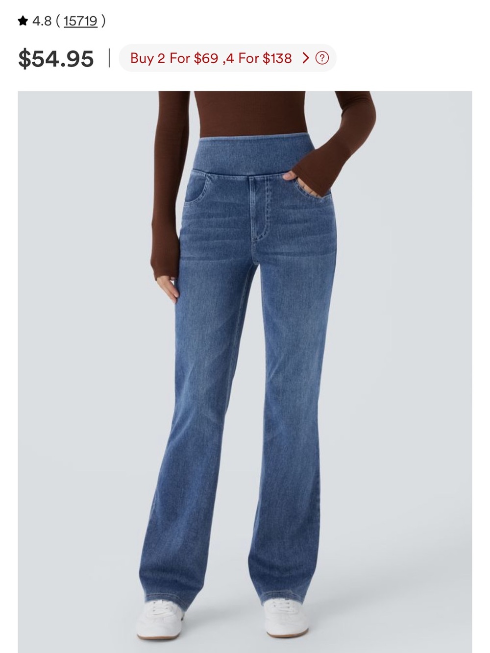 HALARA High-Waist Flared Jeans in Classic Blue